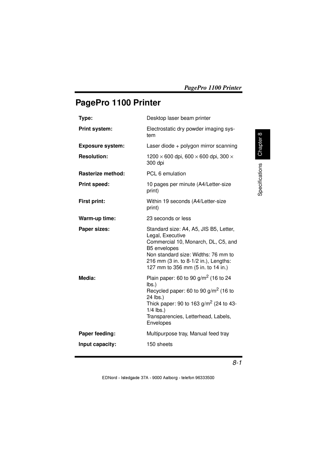 Minolta user manual PagePro 1100 Printer 