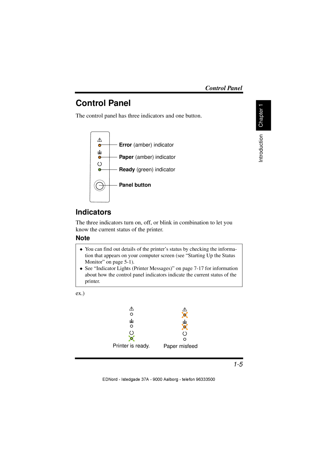 Minolta PagePro 1100 user manual Control Panel, Indicators, Panel button 