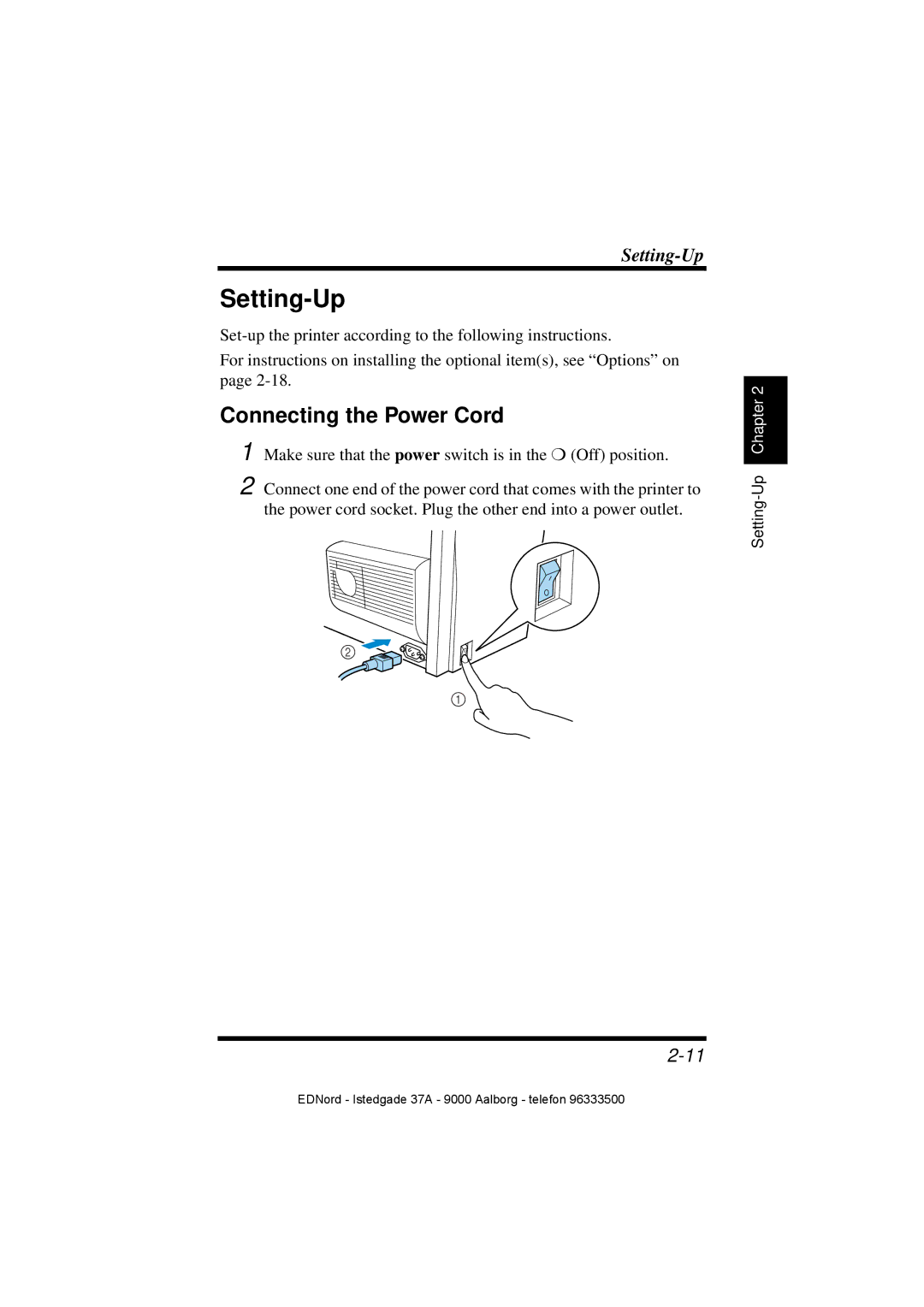 Minolta PagePro 1100 user manual Setting-Up, Connecting the Power Cord 