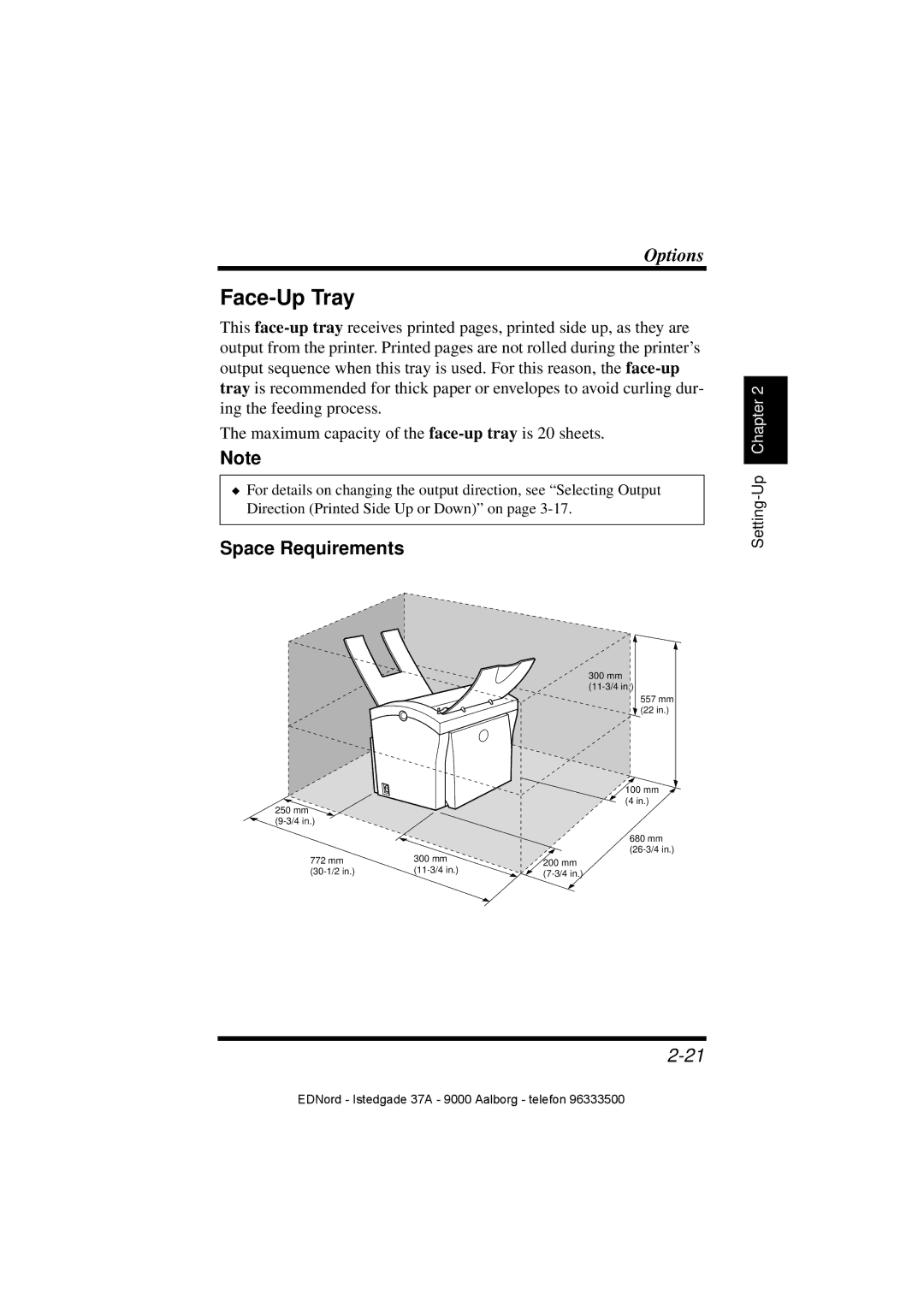 Minolta PagePro 1100 user manual Face-Up Tray, Space Requirements 