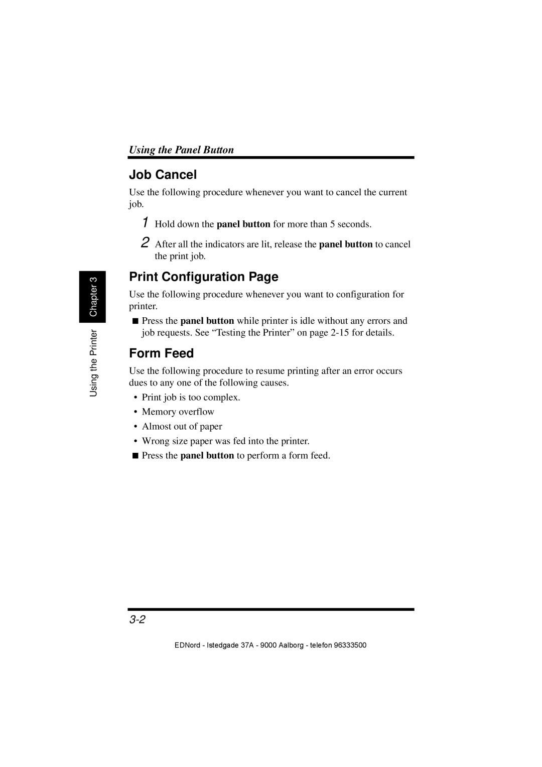 Minolta PagePro 1100 user manual Job Cancel, Print Configuration, Form Feed 