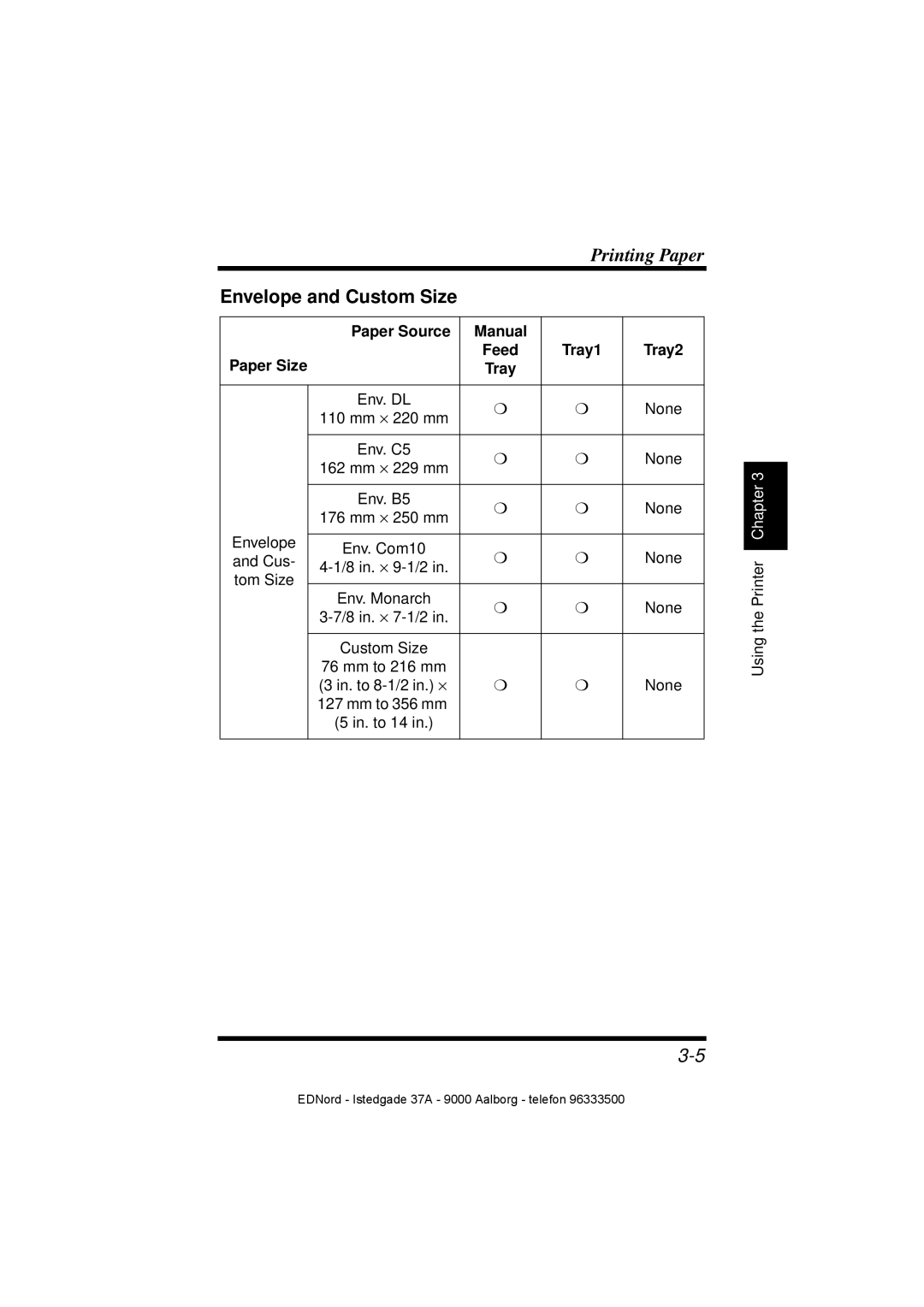 Minolta PagePro 1100 user manual Envelope and Custom Size, Paper Source, Tray2 