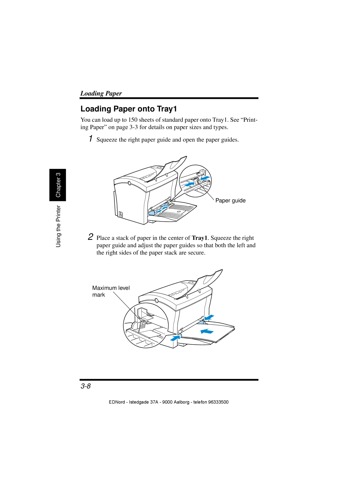 Minolta PagePro 1100 user manual Loading Paper onto Tray1 