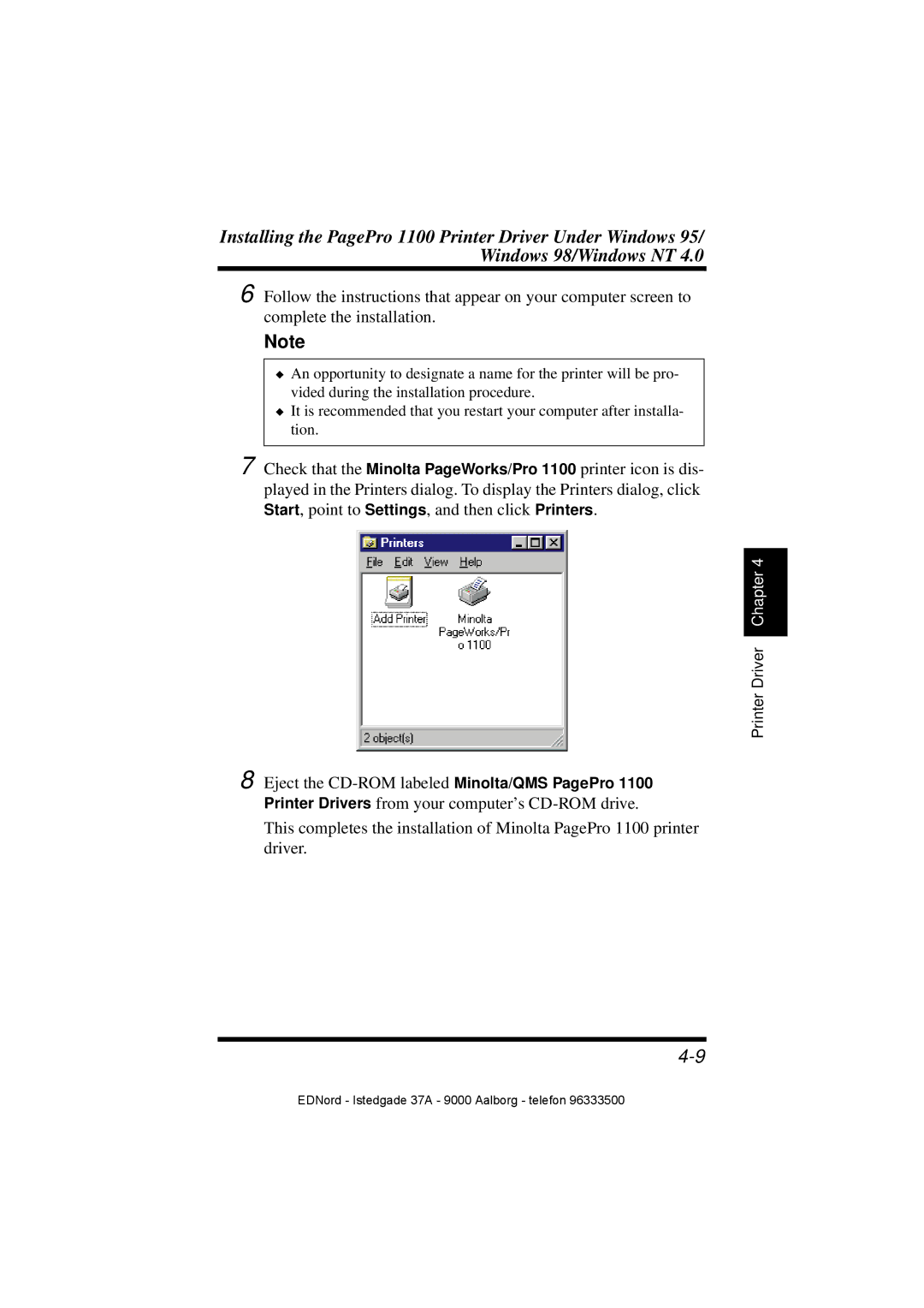 Minolta PagePro 1100 user manual Printer Driver Chapter 