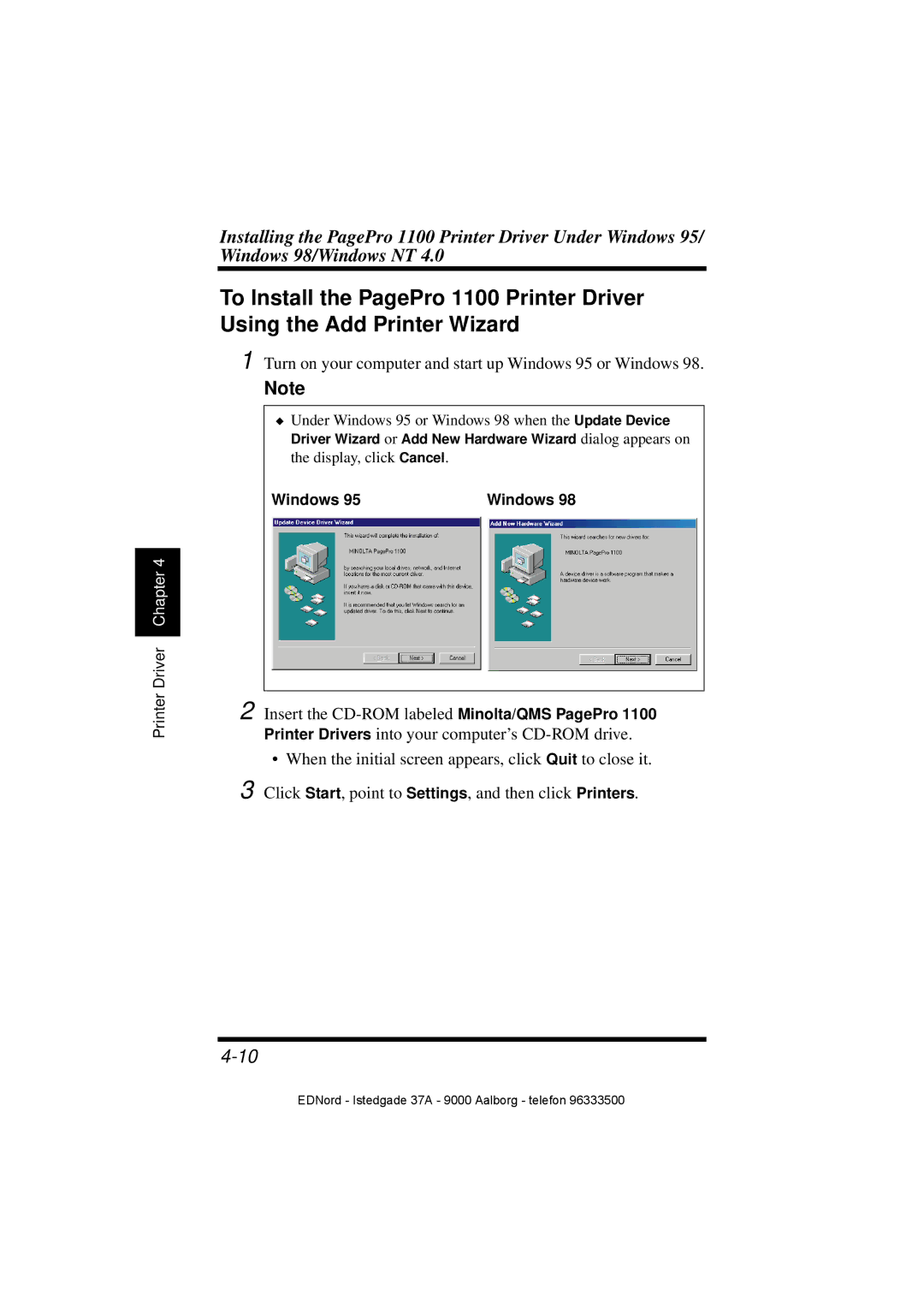 Minolta PagePro 1100 user manual Turn on your computer and start up Windows 95 or Windows 