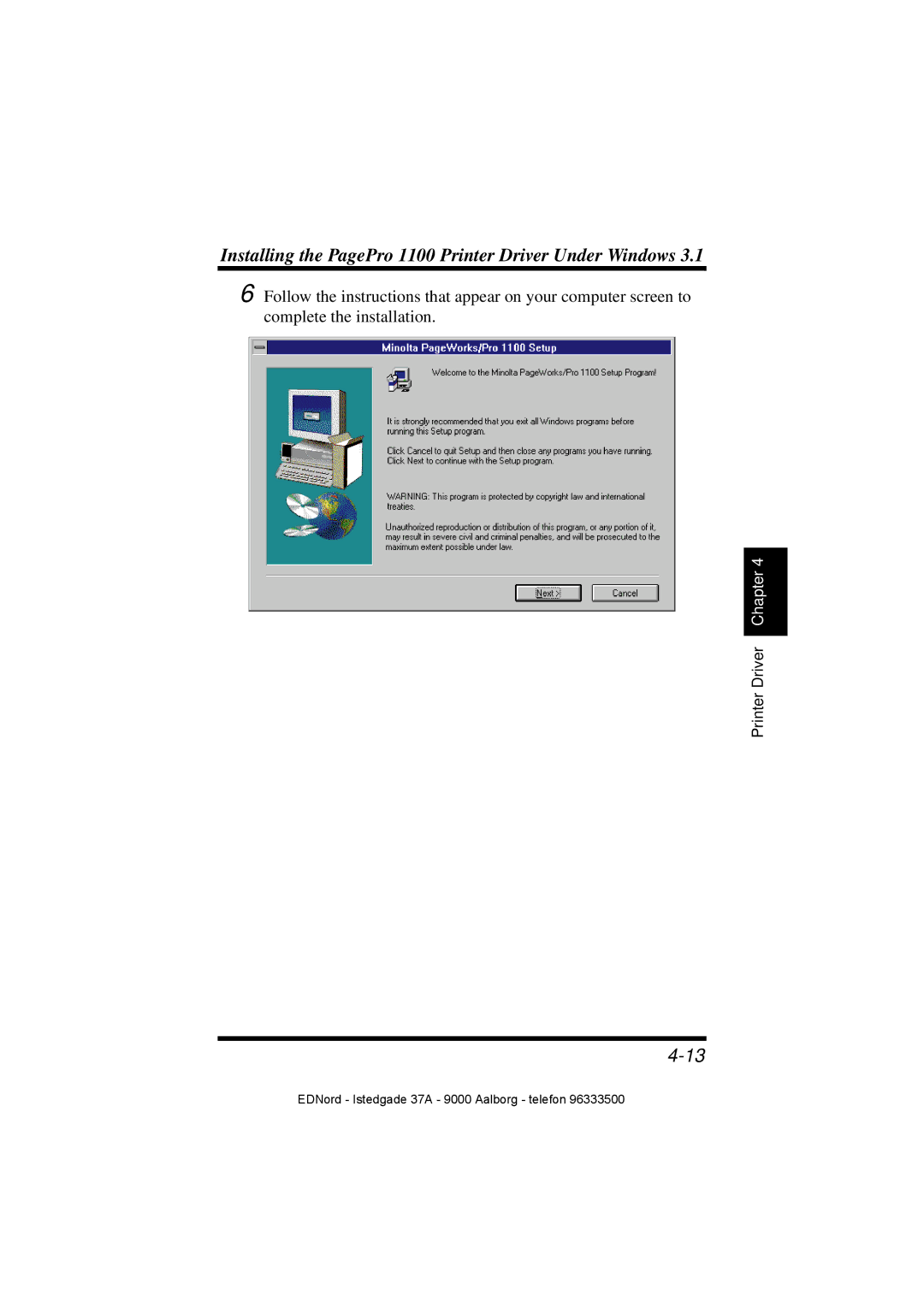 Minolta user manual Installing the PagePro 1100 Printer Driver Under Windows 