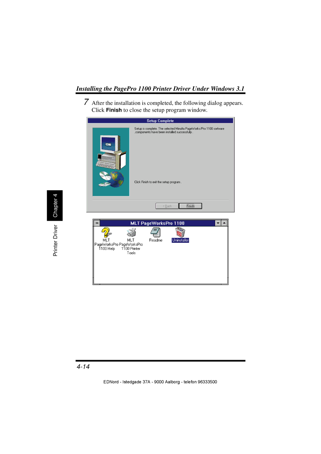 Minolta user manual Installing the PagePro 1100 Printer Driver Under Windows 