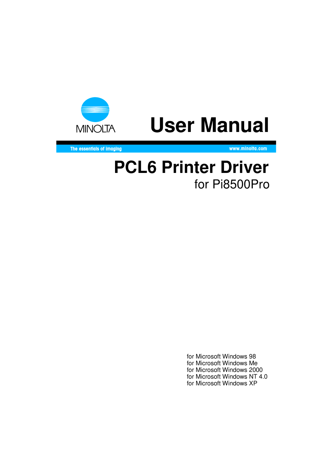 Minolta user manual PCL6 Printer Driver 