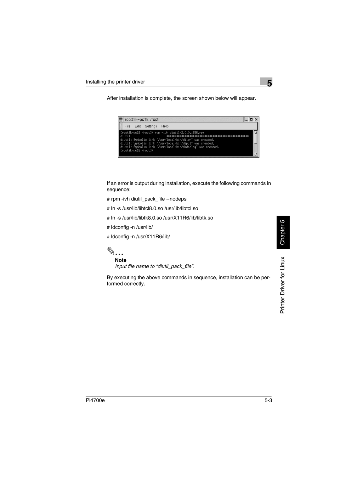 Minolta PI4700E user manual Input file name to diutilpackfile 