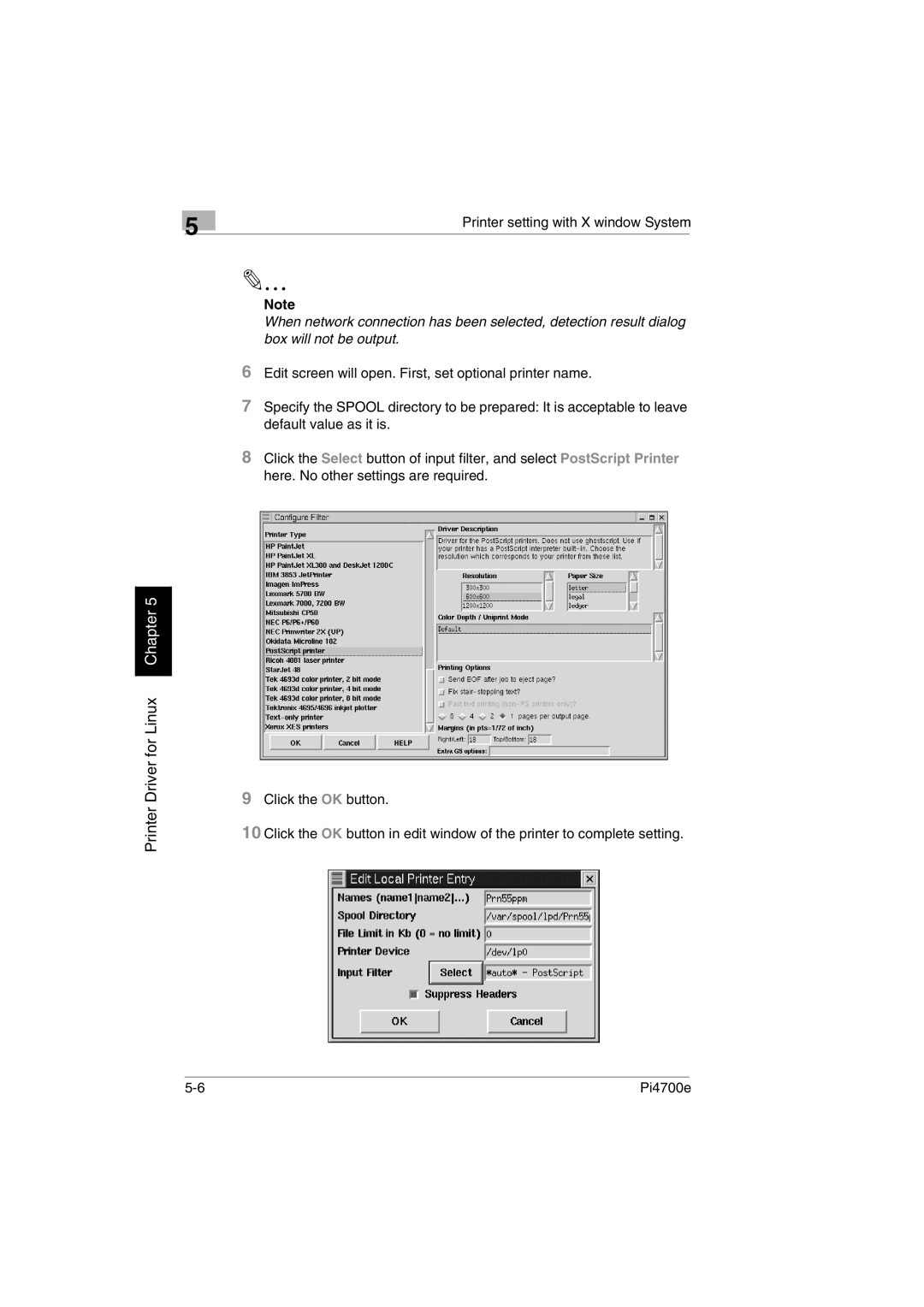 Minolta PI4700E user manual Printer Driver for Linux Chapter 