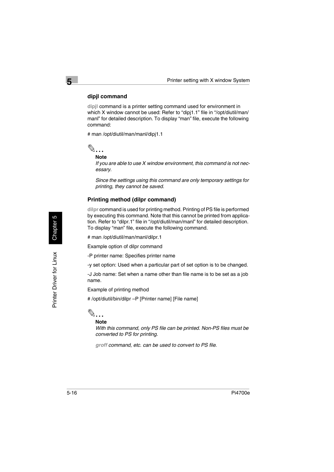 Minolta PI4700E user manual Dipjl command, Printing method dilpr command 