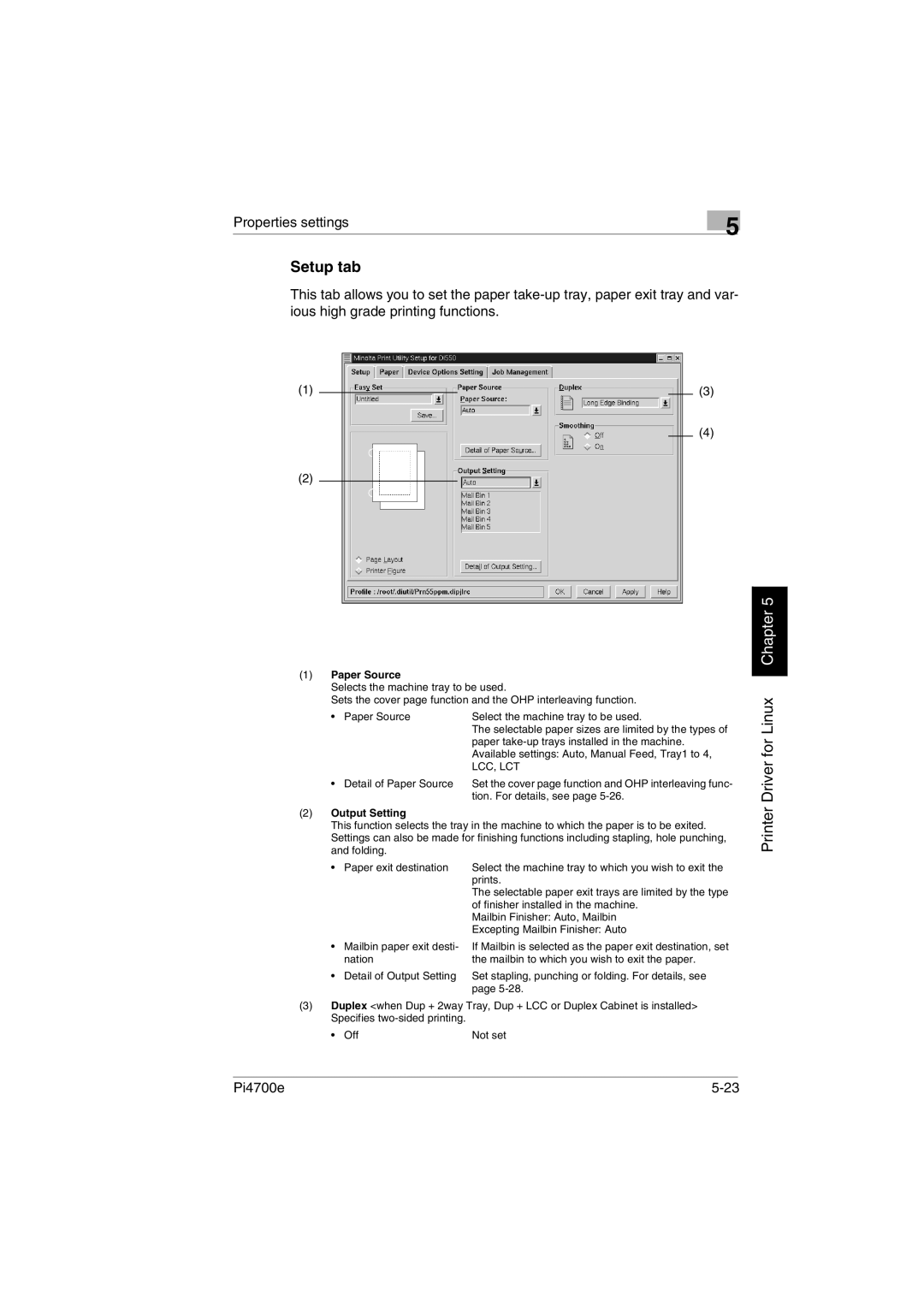 Minolta PI4700E user manual Setup tab, Lcc, Lct 