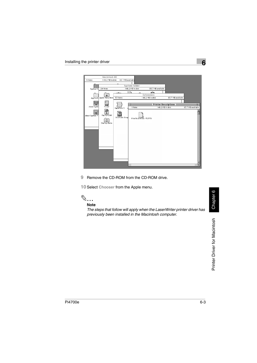 Minolta PI4700E user manual Printer Driver for Macintosh Chapter 