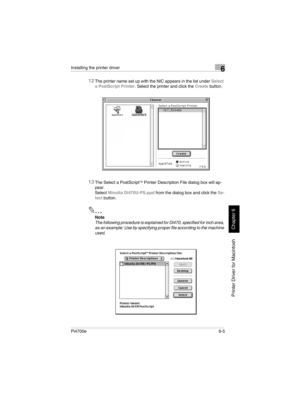 Minolta PI4700E user manual Installing the printer driver 