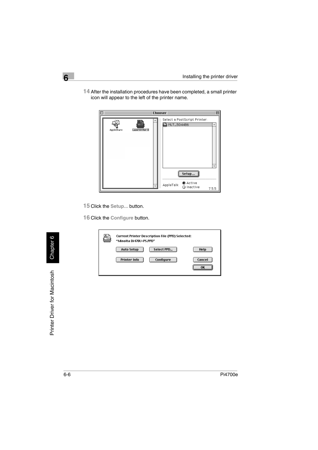 Minolta PI4700E user manual Printer Driver for Macintosh Chapter 