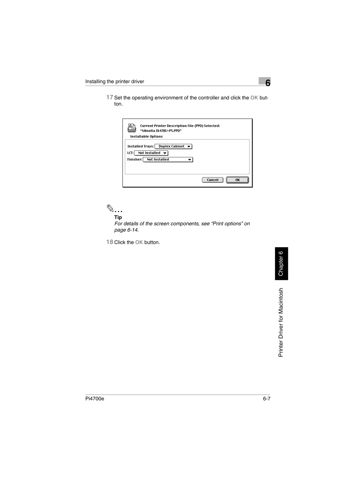 Minolta PI4700E user manual Tip, Click the OK button 