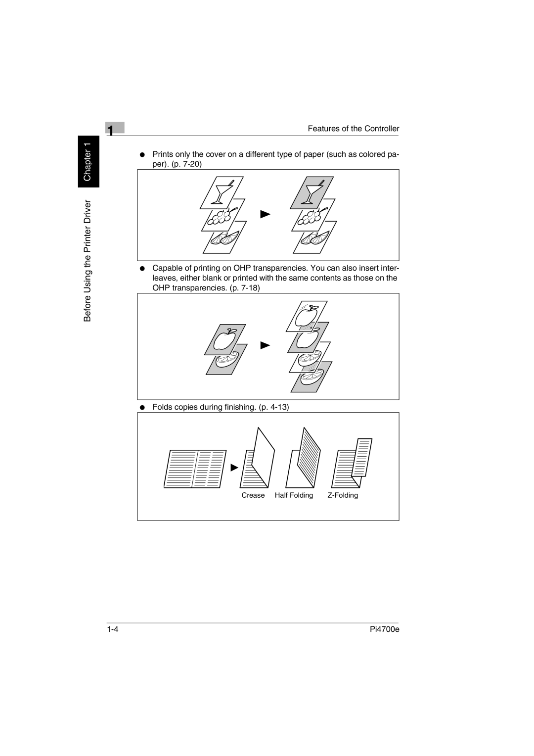 Minolta PI4700E user manual Crease Half Folding Pi4700e 