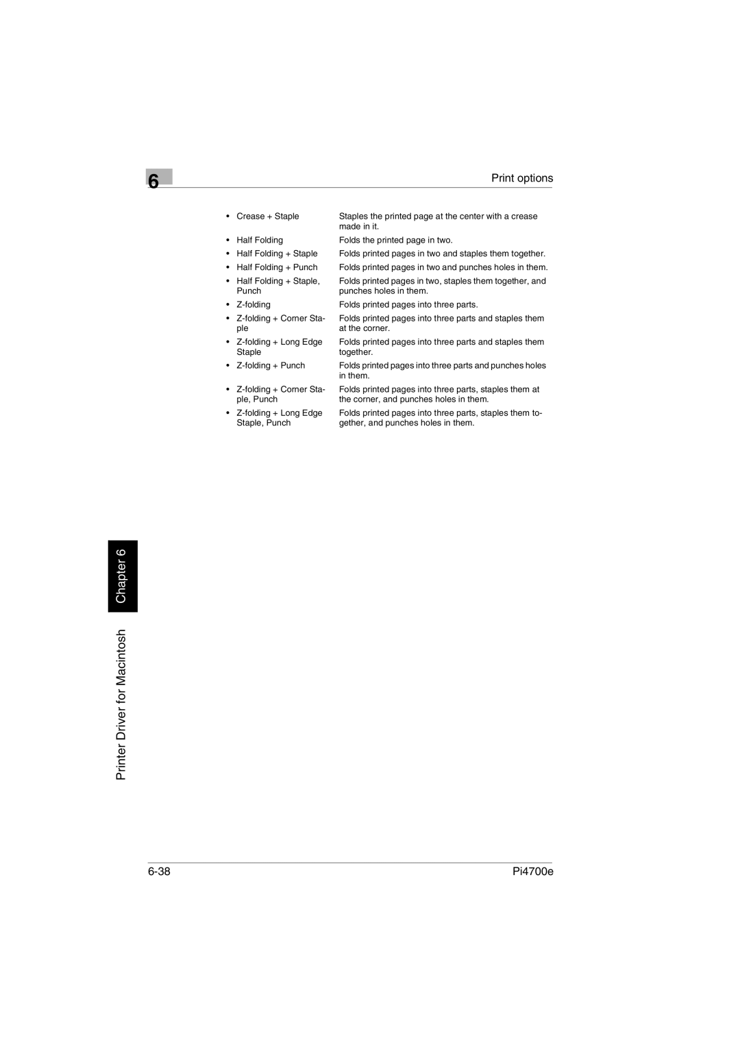 Minolta PI4700E user manual Print options 