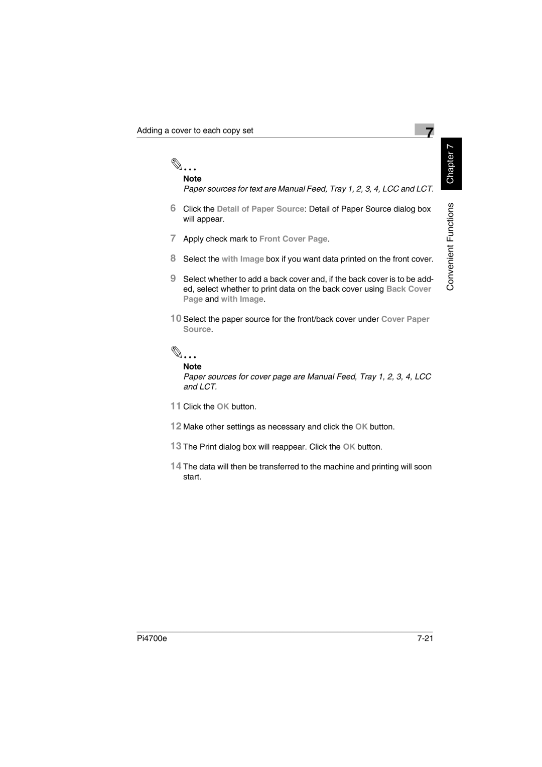 Minolta PI4700E user manual Convenient Functions Chapter 