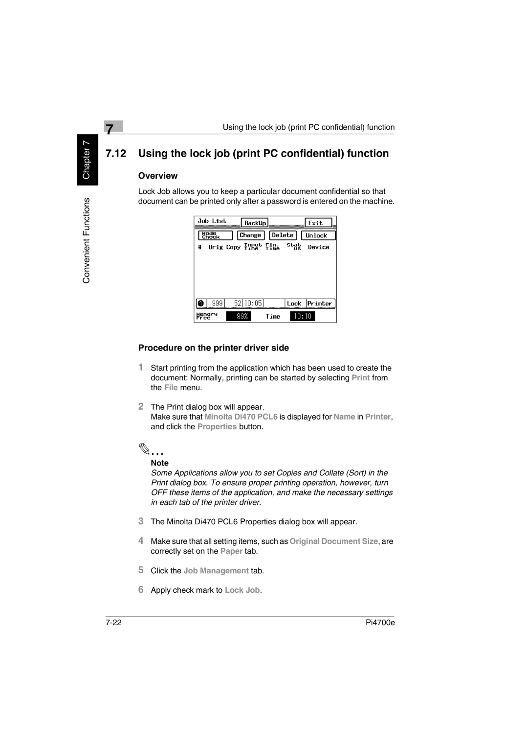 Minolta PI4700E user manual Convenient Functions Chapter 