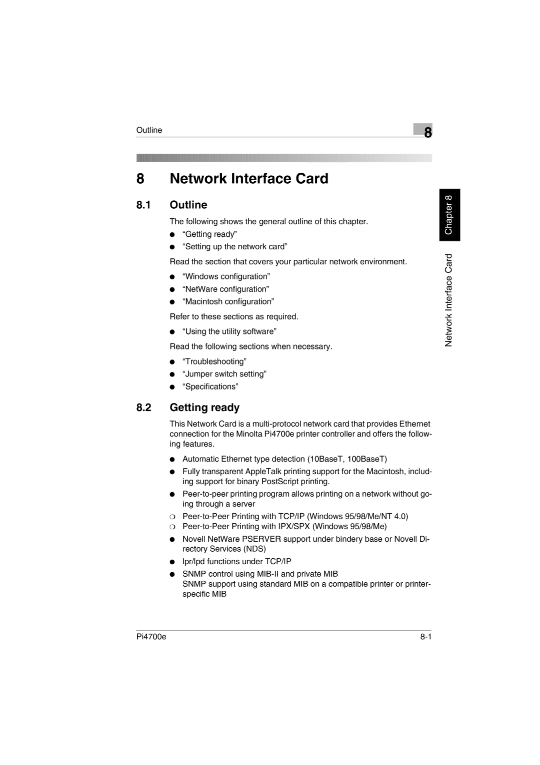 Minolta PI4700E user manual Outline, Getting ready 