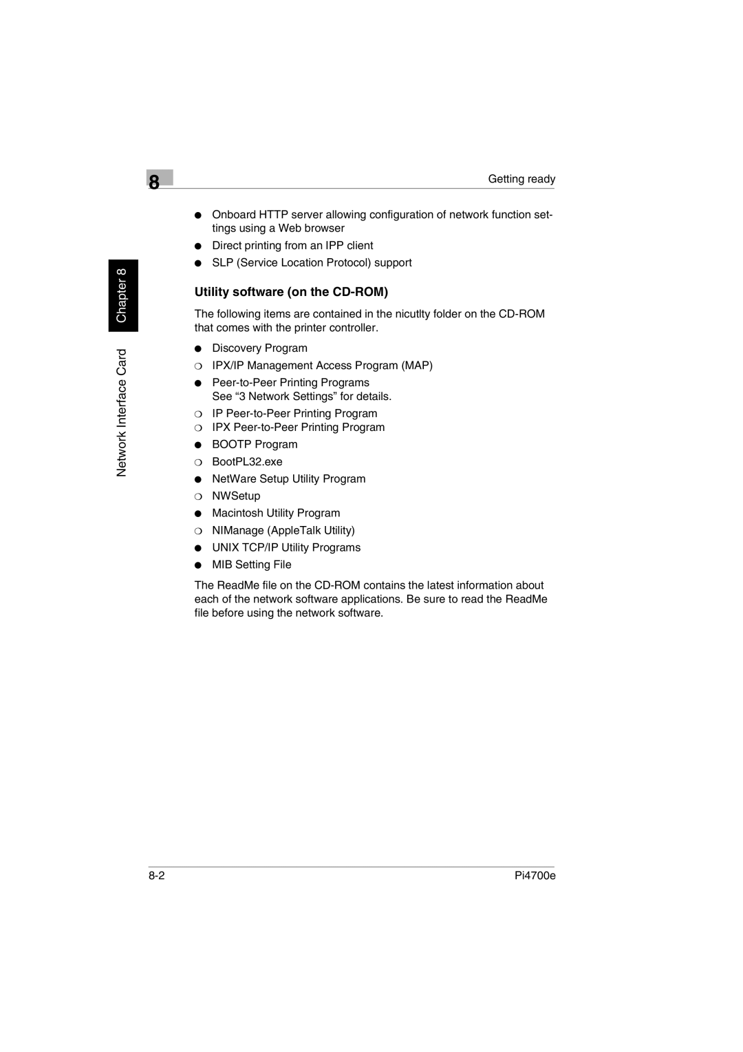 Minolta PI4700E user manual Utility software on the CD-ROM 