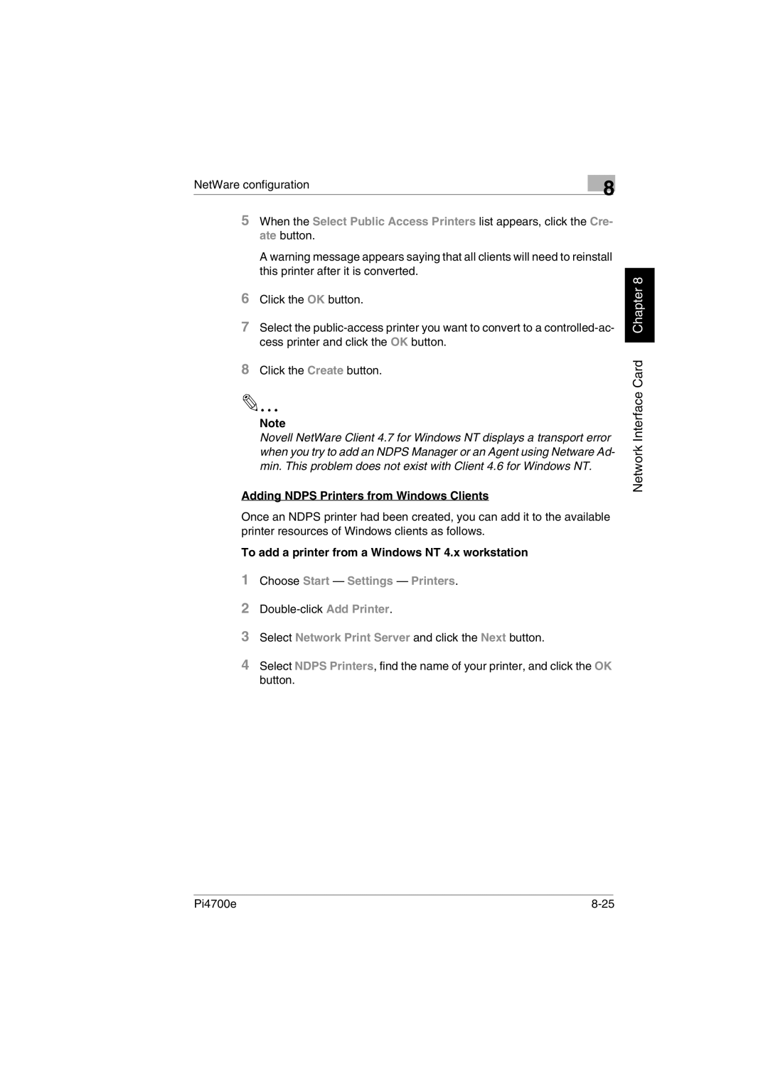 Minolta PI4700E user manual Network Interface Card Chapter 