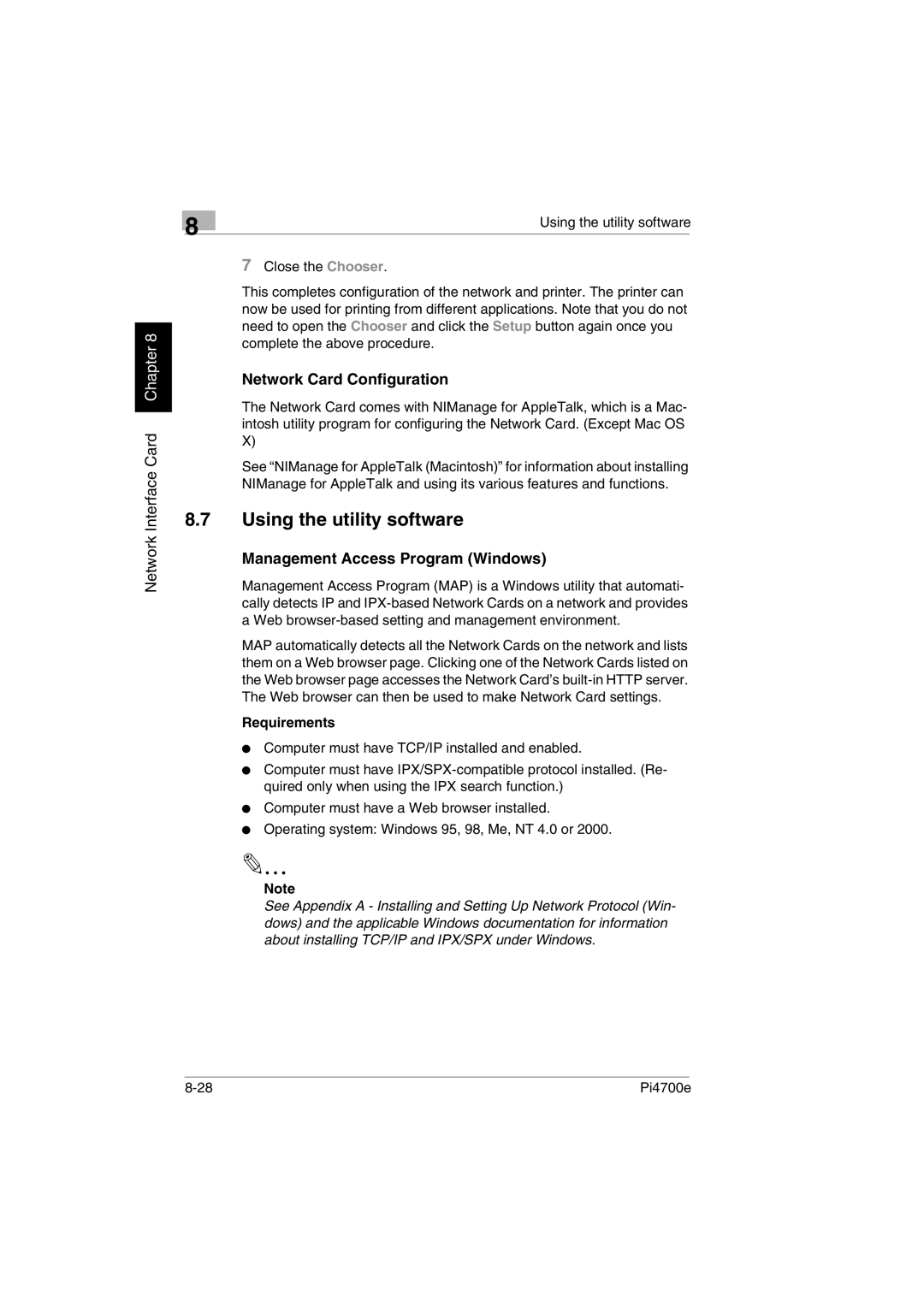 Minolta PI4700E user manual Using the utility software, Close the Chooser 