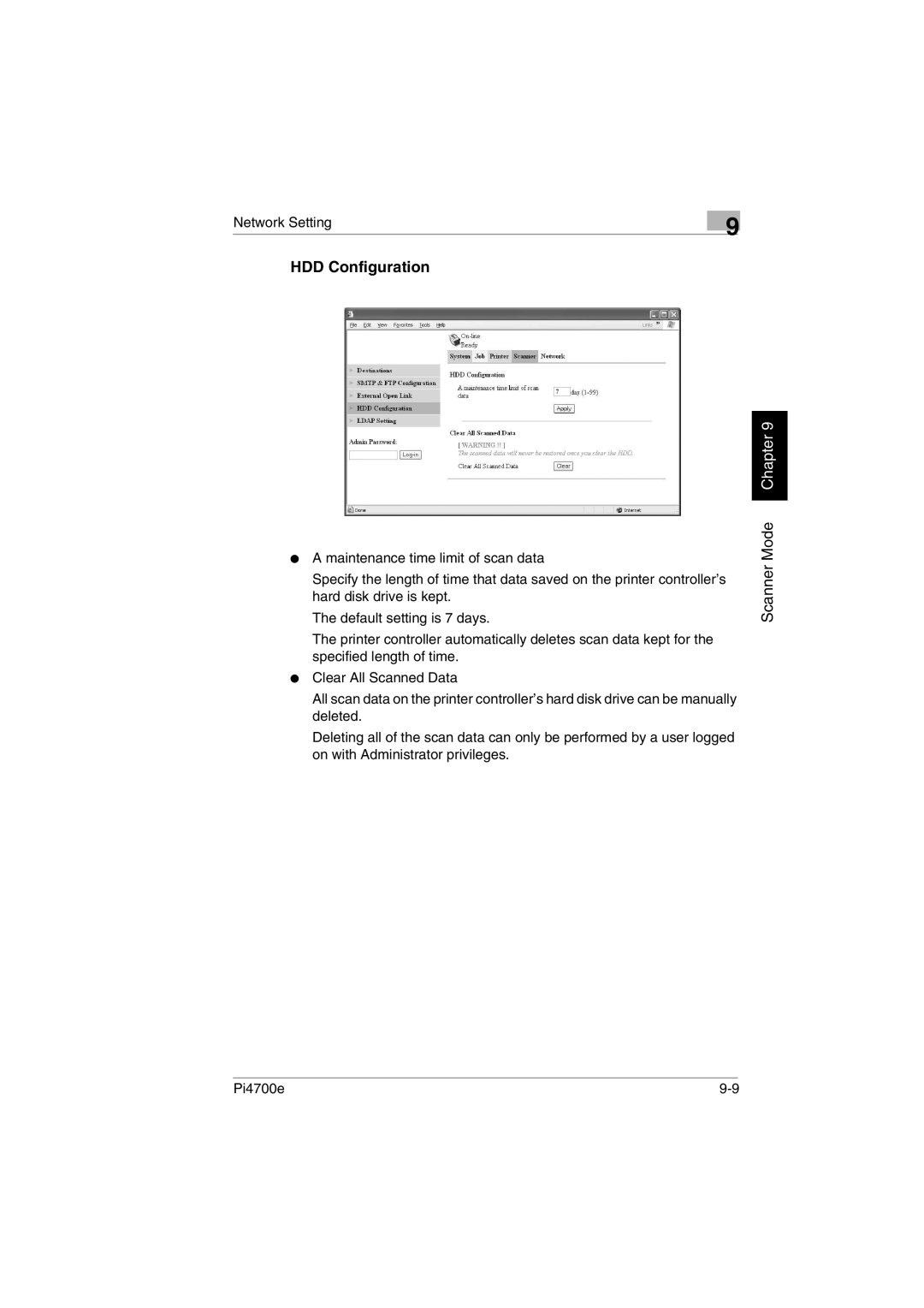 Minolta PI4700E user manual HDD Configuration 