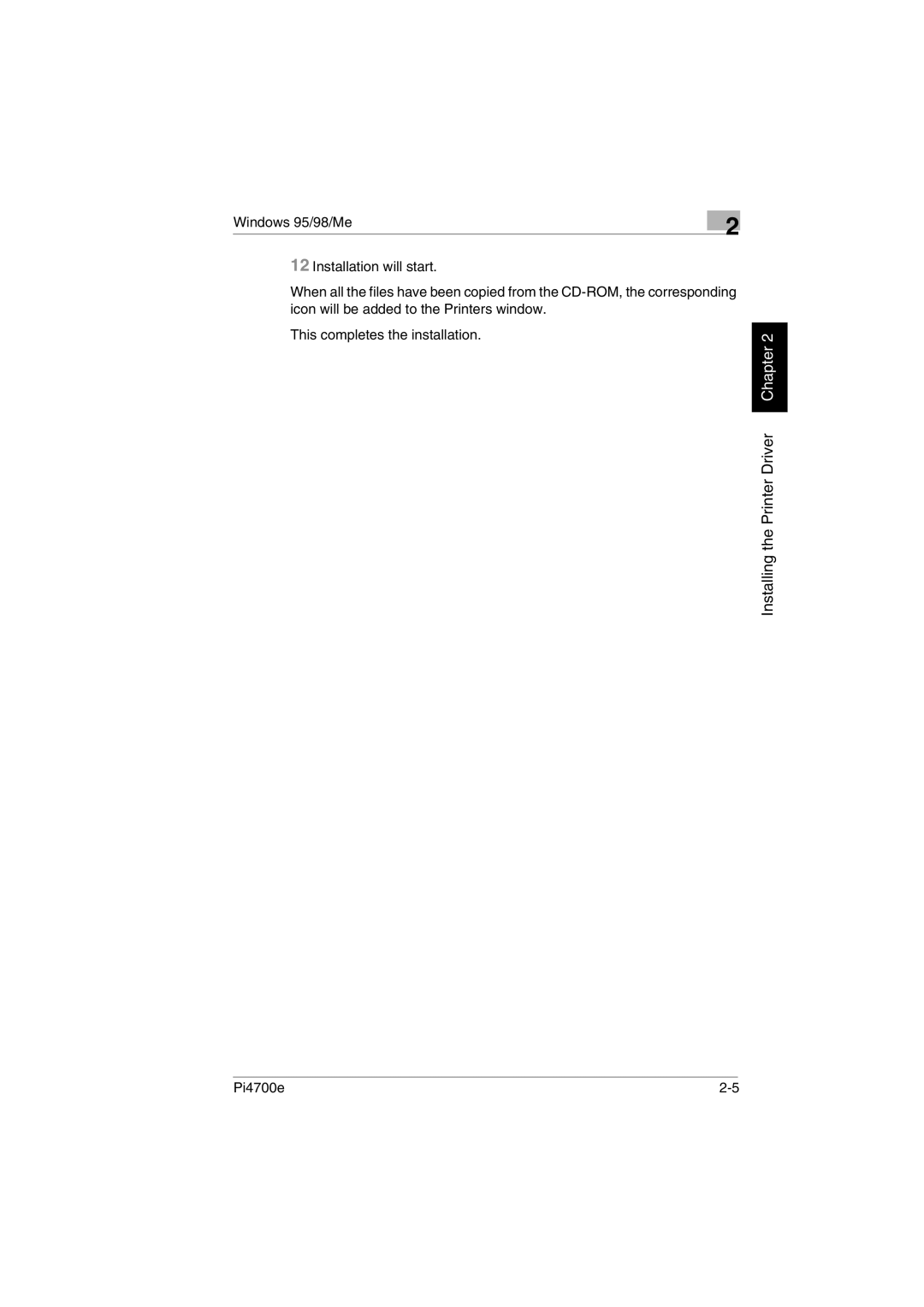 Minolta PI4700E user manual Windows 95/98/Me Installation will start 