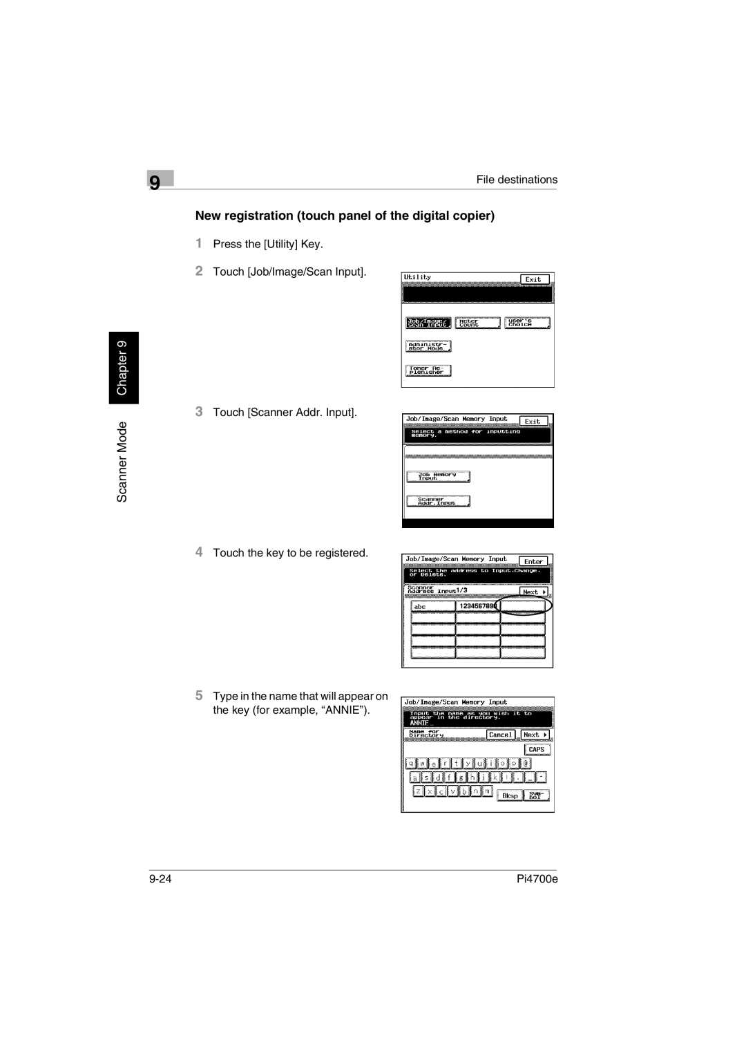 Minolta PI4700E user manual New registration touch panel of the digital copier 