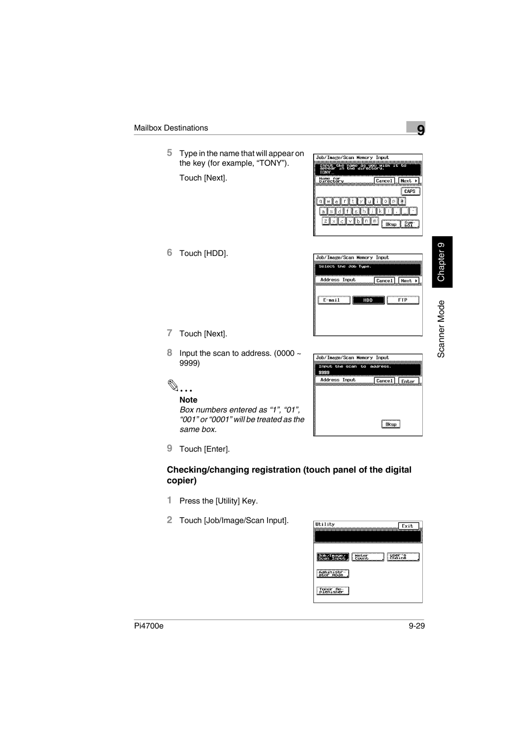 Minolta PI4700E user manual Touch Enter 