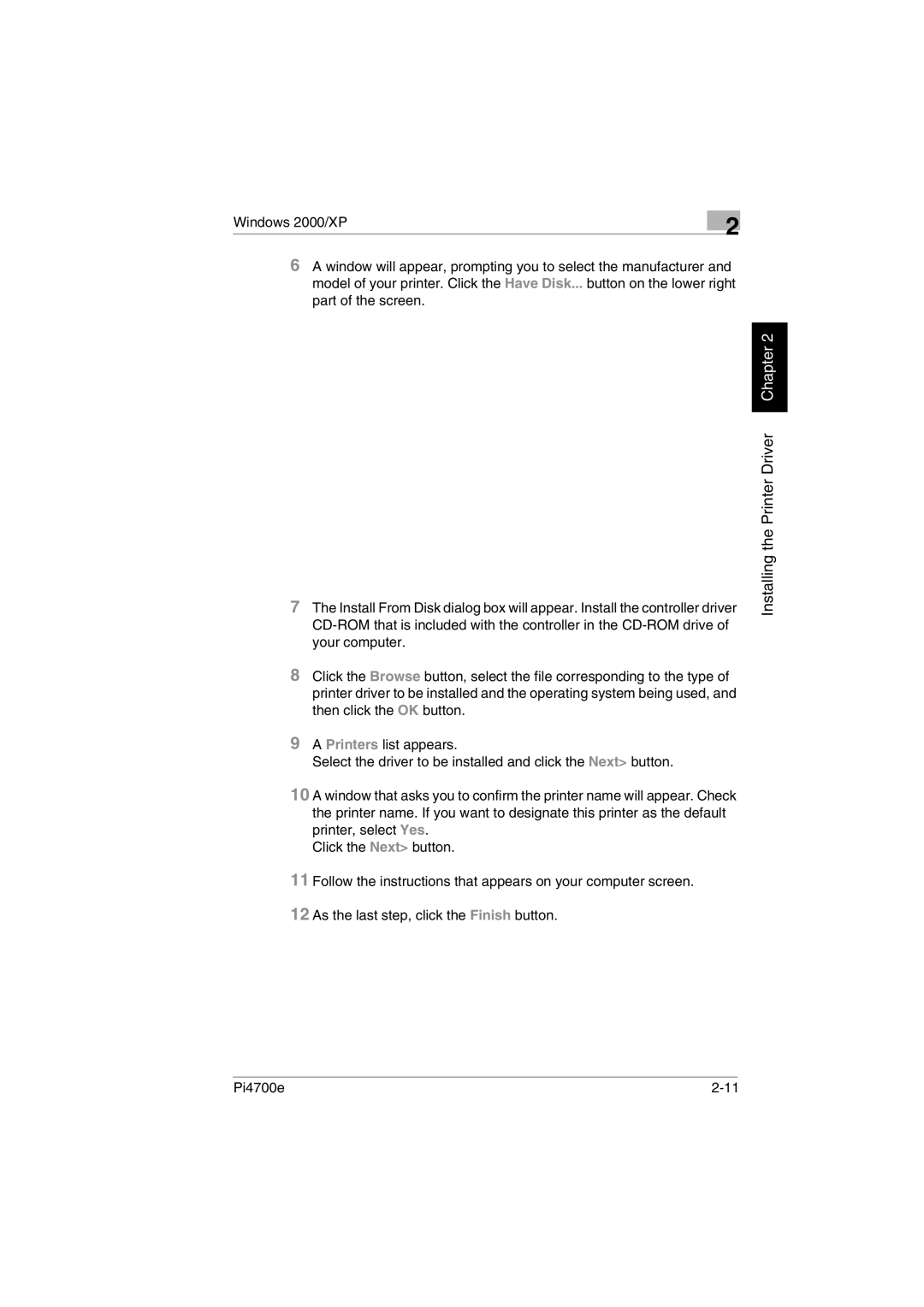 Minolta PI4700E user manual Installing the Printer Driver Chapter 