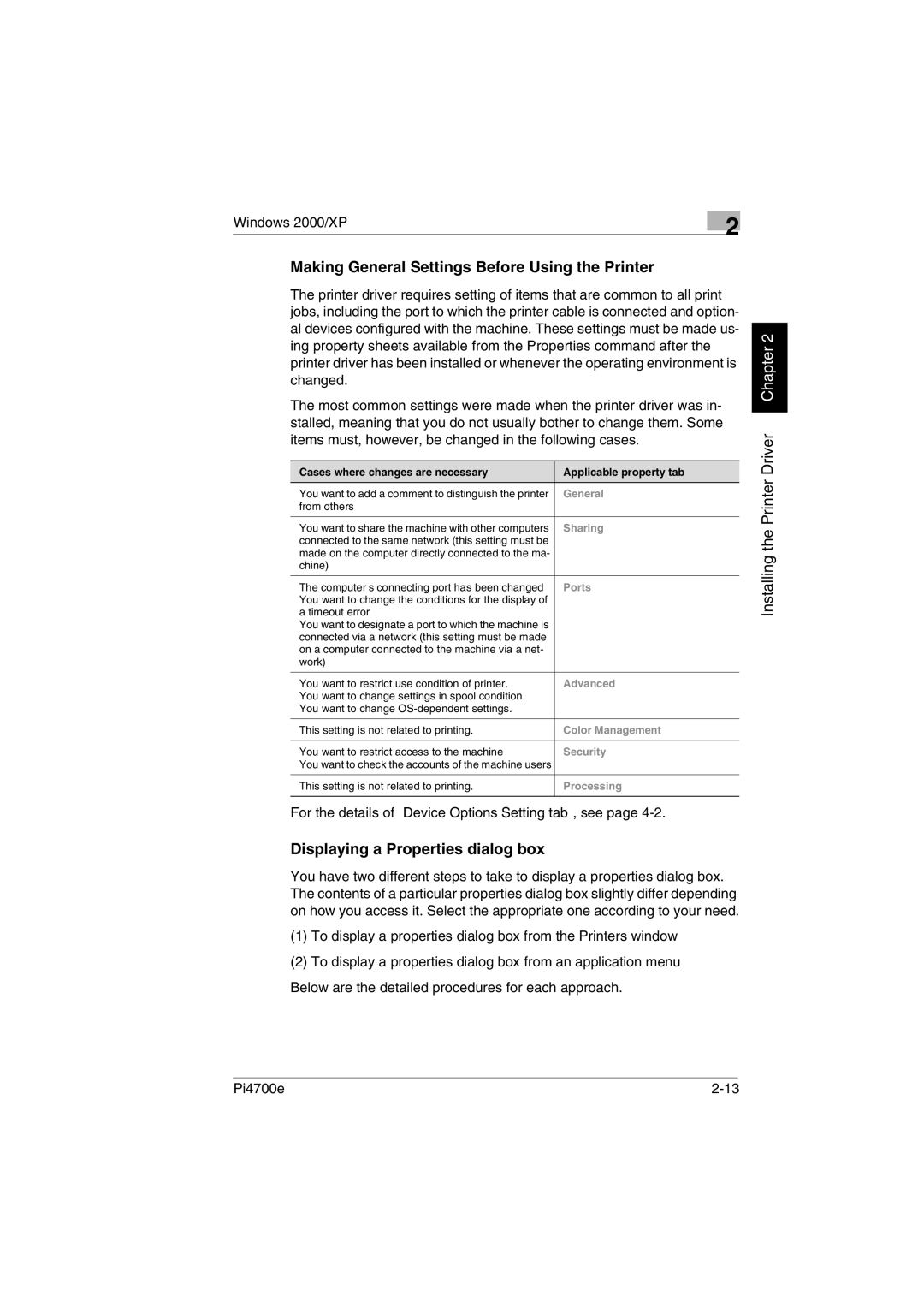 Minolta PI4700E user manual For the details of Device Options Setting tab, see, Ports 