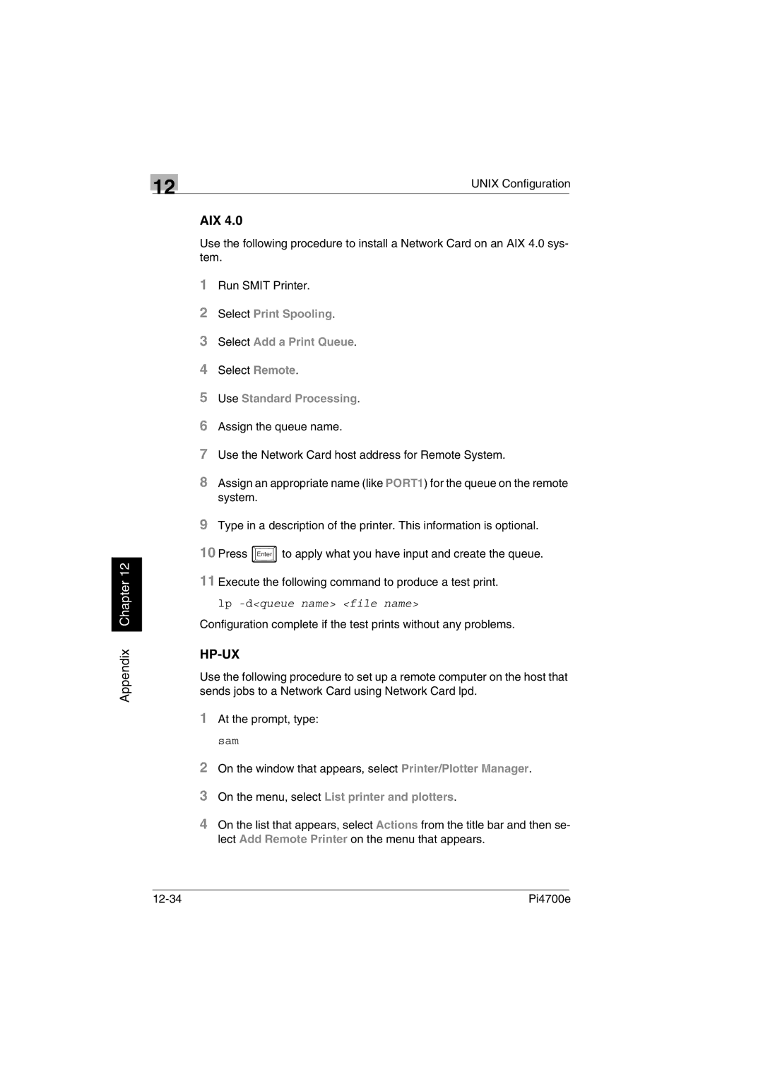 Minolta PI4700E user manual Aix, Select Remote 