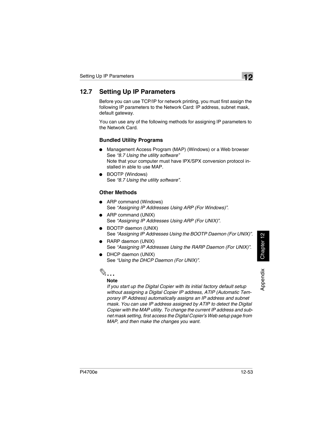 Minolta PI4700E user manual Setting Up IP Parameters, Bundled Utility Programs, Other Methods 