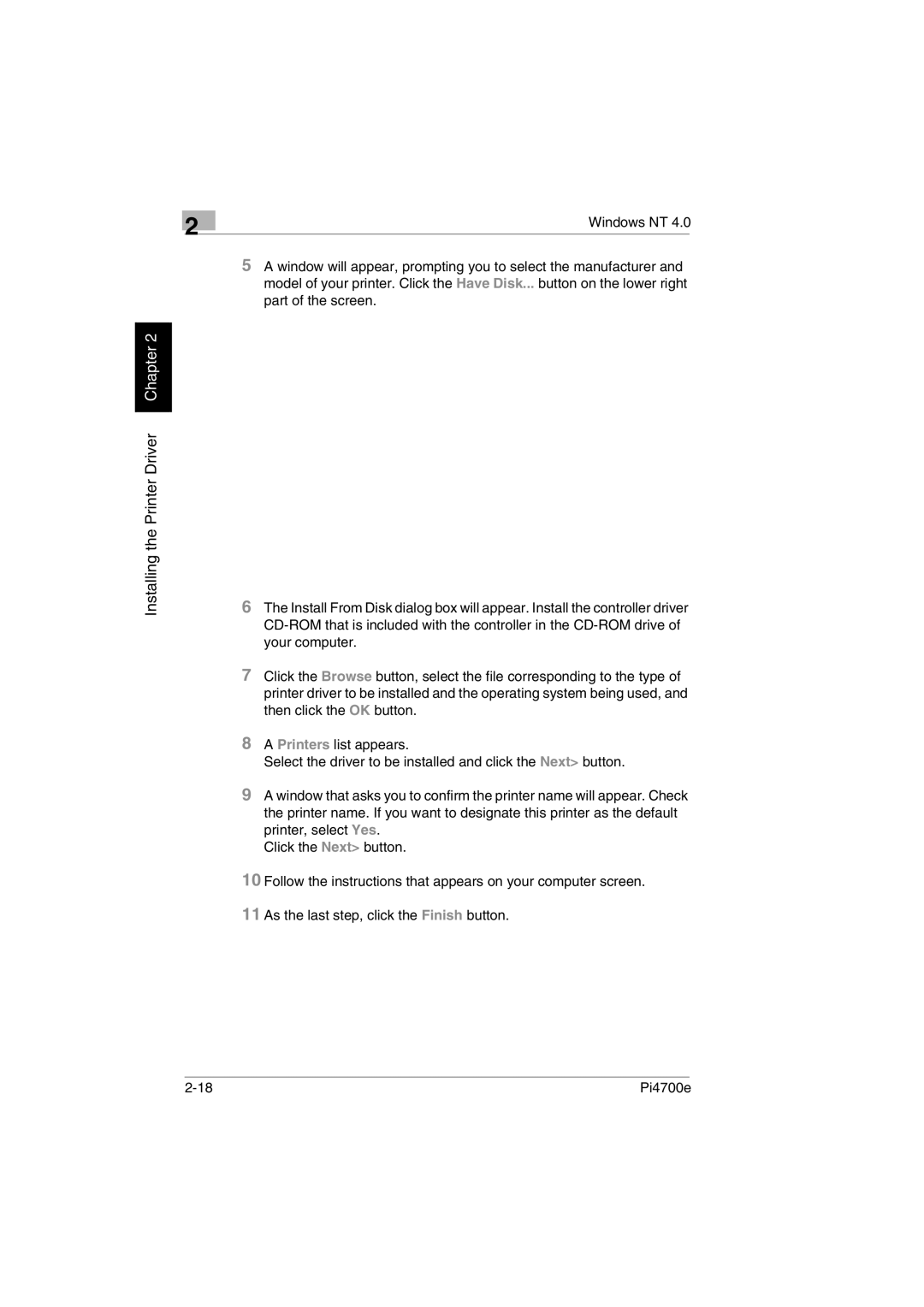 Minolta PI4700E user manual Installing the Printer Driver Chapter 