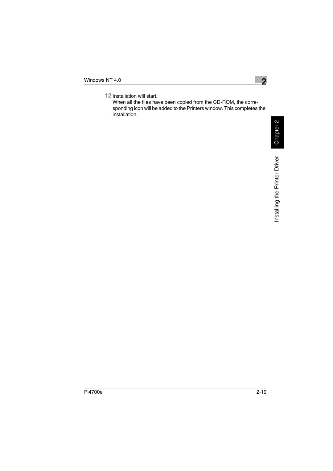 Minolta PI4700E user manual Installing the Printer Driver Chapter 