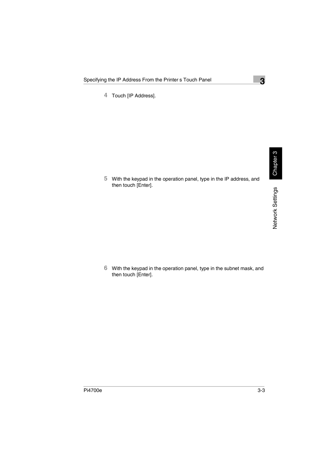 Minolta PI4700E user manual Network Settings Chapter 