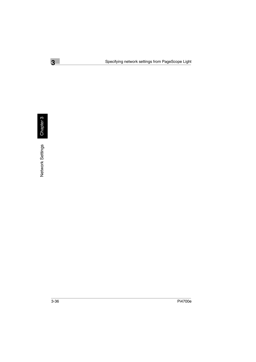 Minolta PI4700E user manual Network Settings Chapter 