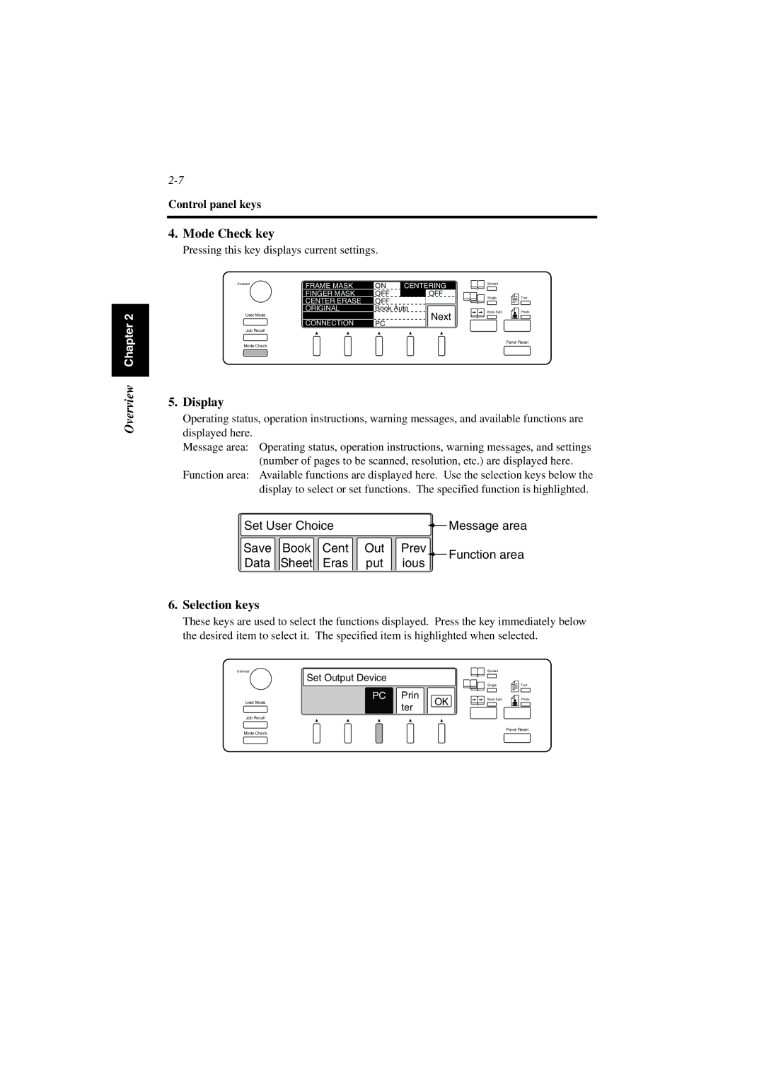 Minolta PS7000 manual Mode Check key 