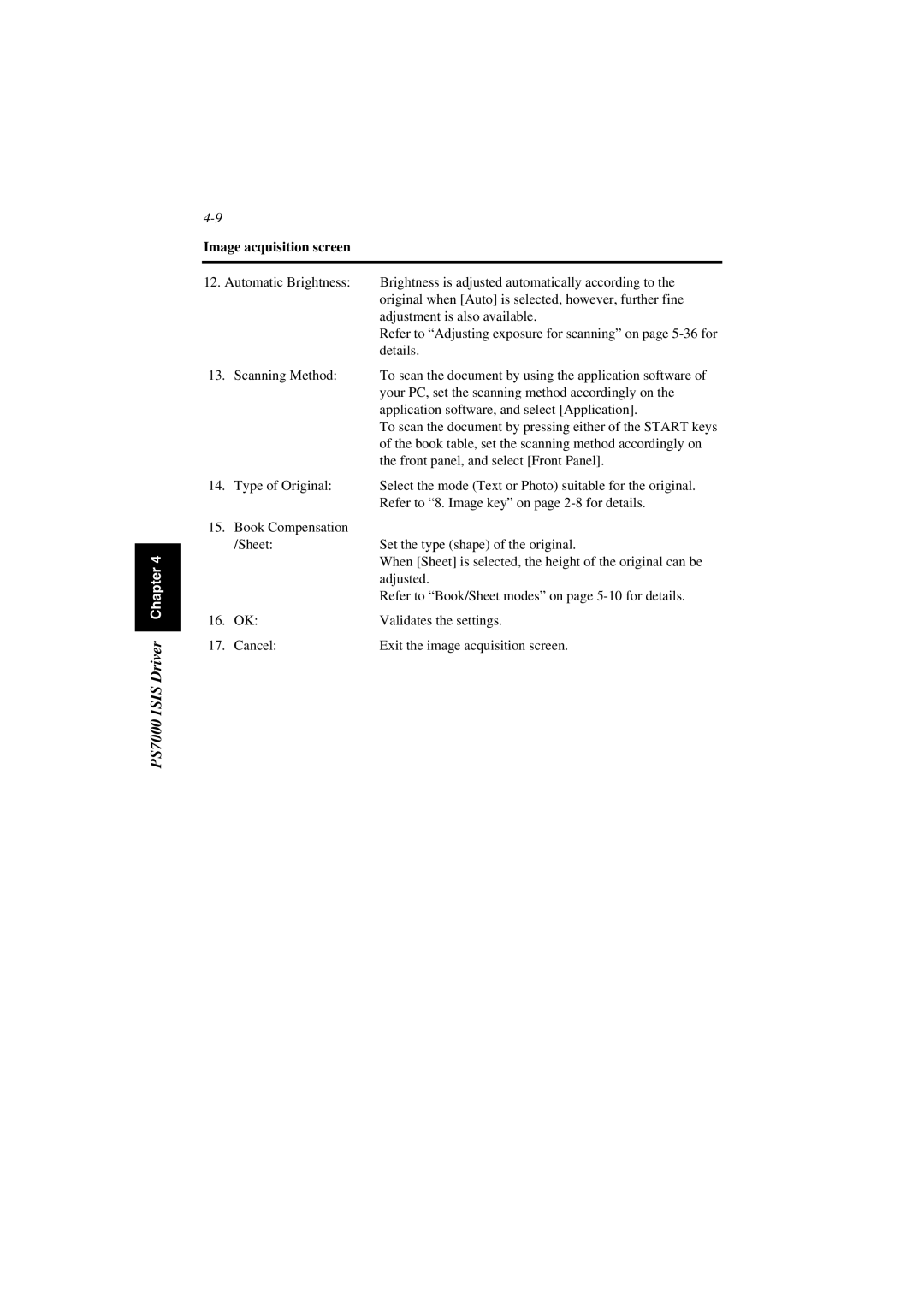 Minolta PS7000 manual Book table, set the scanning method accordingly on 