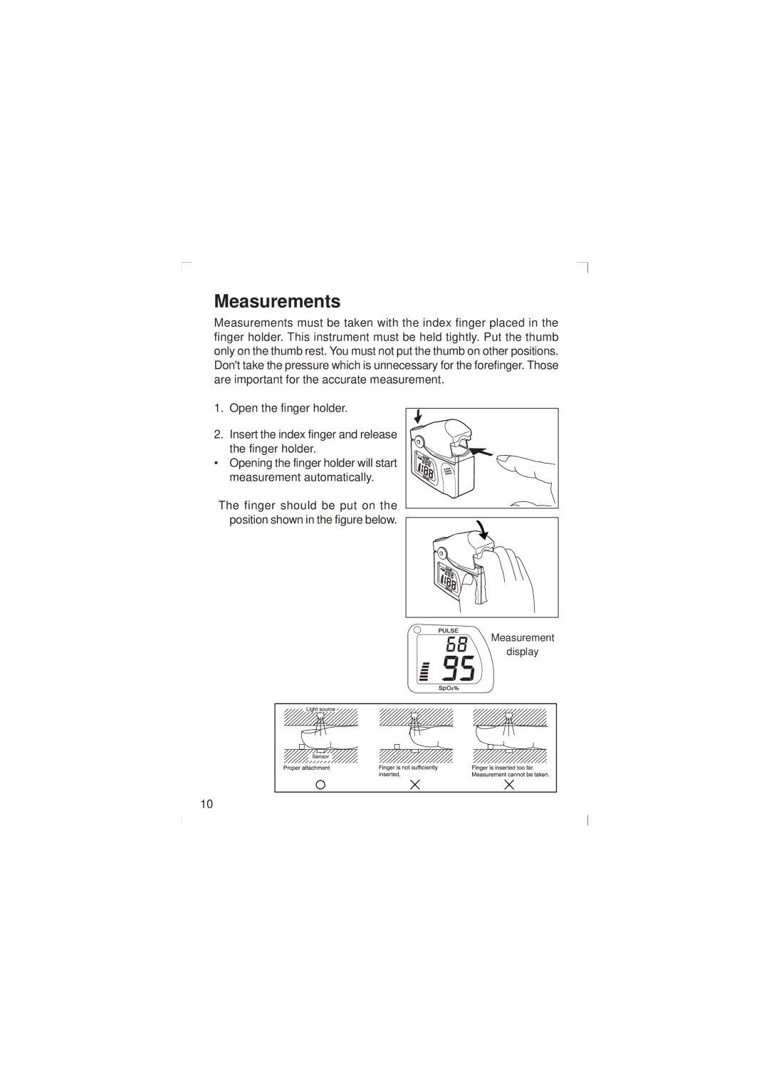 Minolta Pulsox-2 instruction manual Measurements 