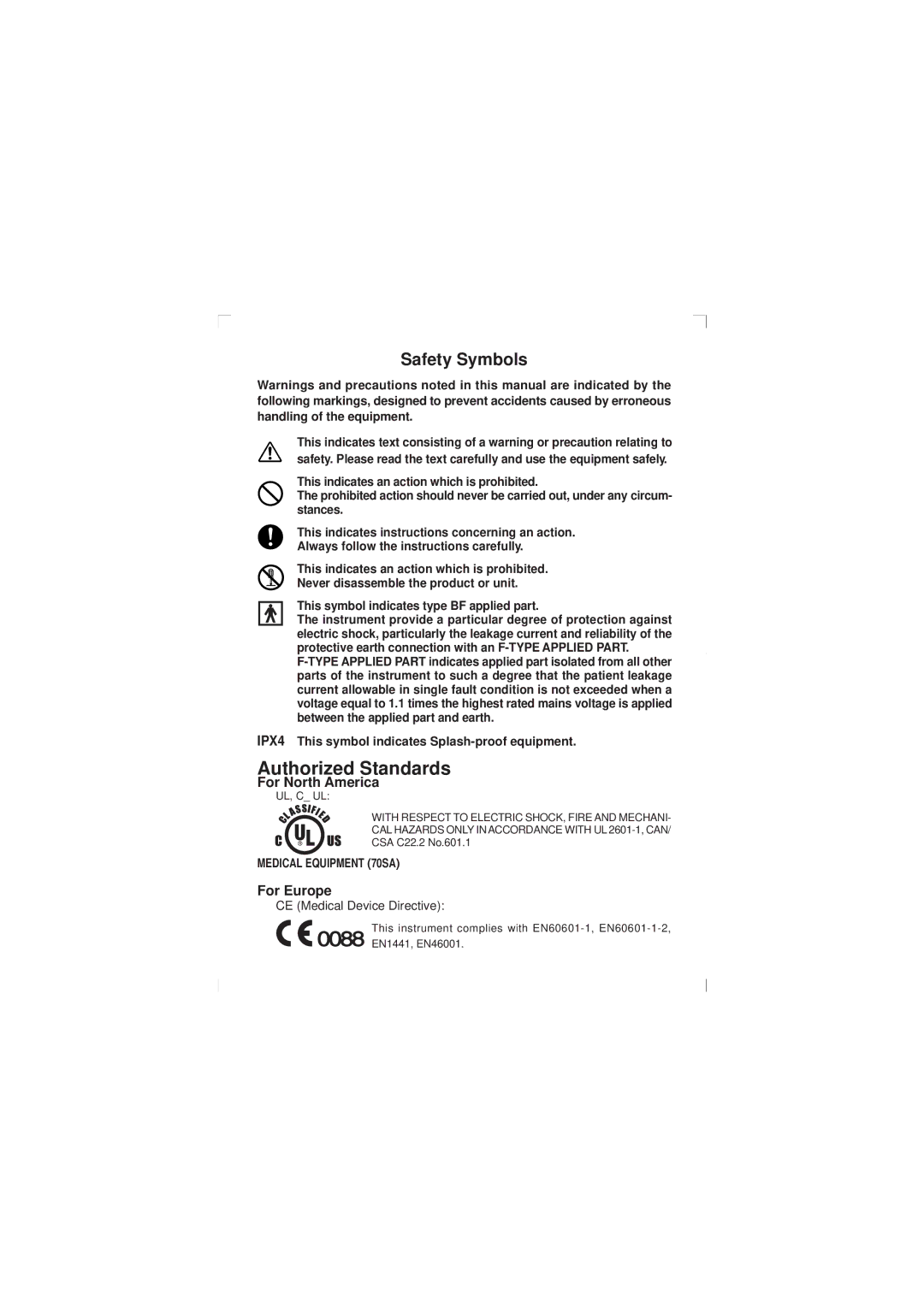 Minolta Pulsox-2 instruction manual Authorized Standards 