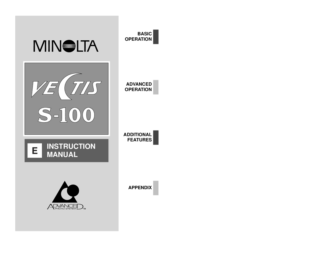 Minolta Minolta Vectis, S-100 instruction manual Instruction Manual 