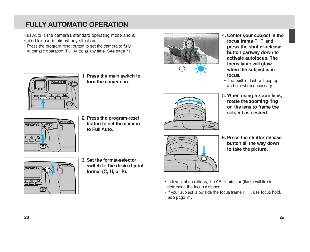 Minolta S-100, Minolta Vectis instruction manual Fully Automatic Operation 