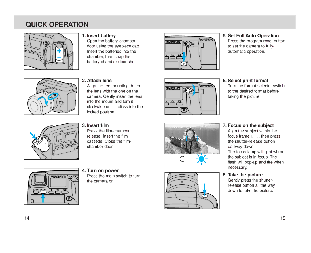 Minolta Minolta Vectis, S-100 instruction manual Quick Operation 