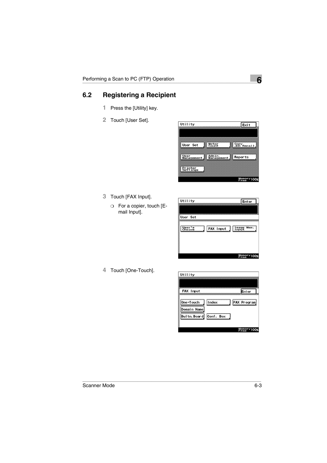 Minolta Scanner Mode user manual Registering a Recipient 