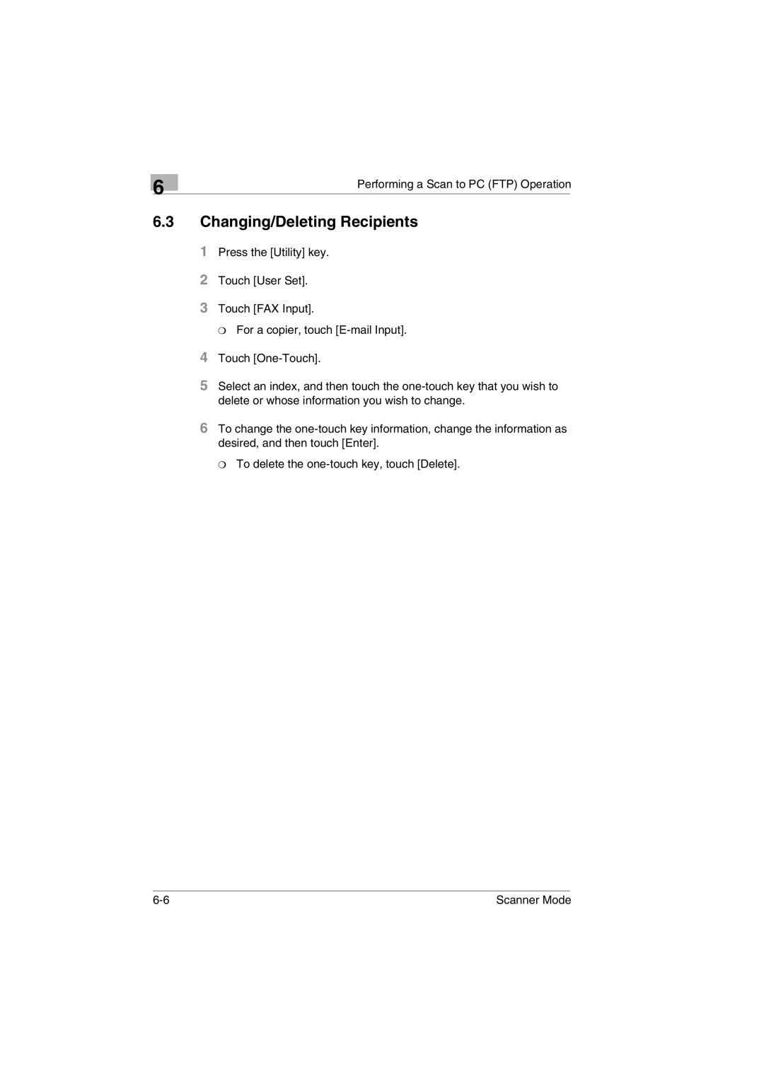 Minolta Scanner Mode user manual 