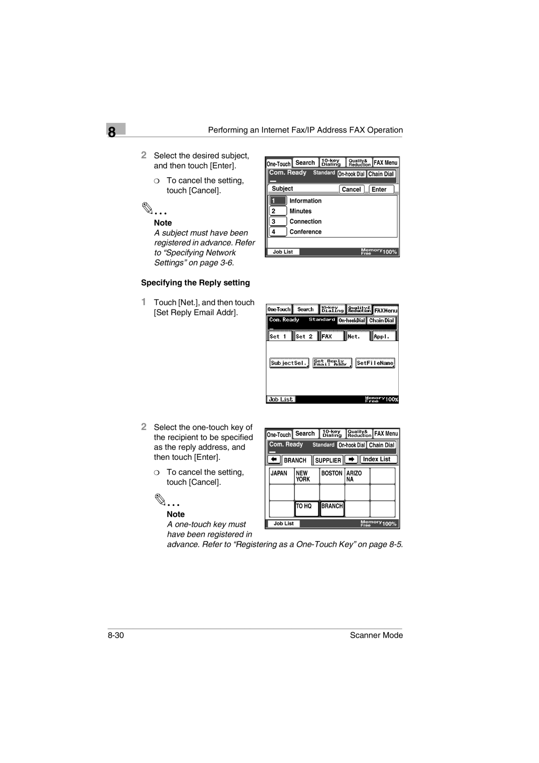 Minolta Scanner Mode user manual Specifying the Reply setting 